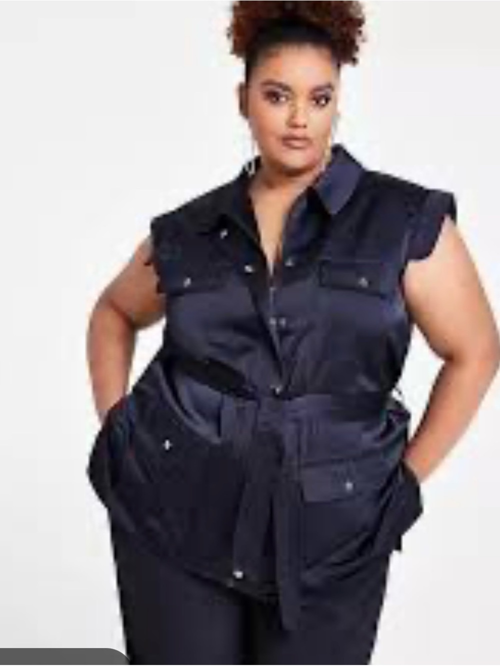 NWT Plus Size Sleeveless Utility Jacket - Black